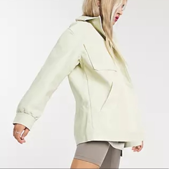 COLLUSION womens faux leather shacket in ecru 10 - Picture 3 of 3